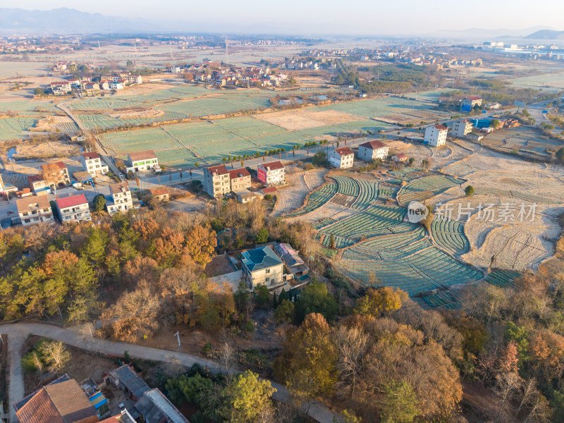 乡村田野航拍全景