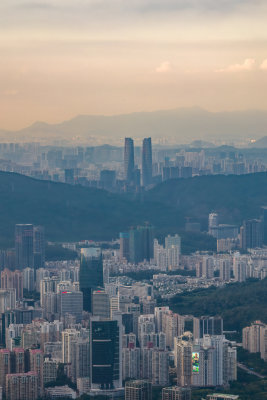 深圳福田CBD大湾区平安大厦夜景蓝调航拍