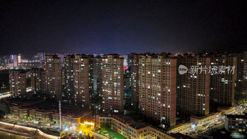 城市夜景万家灯火定西夜景航拍图