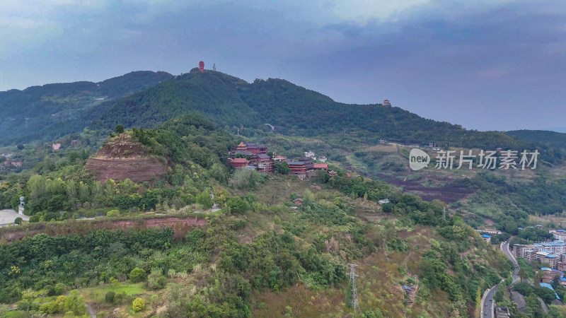 四川达州凤凰山西圣寺航拍图