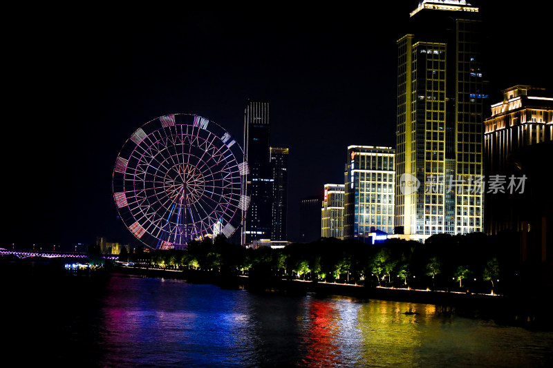 南昌摩天轮城市建筑夜景风光