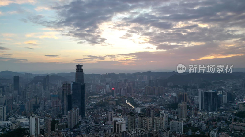 航拍贵阳火烧云贵阳大景