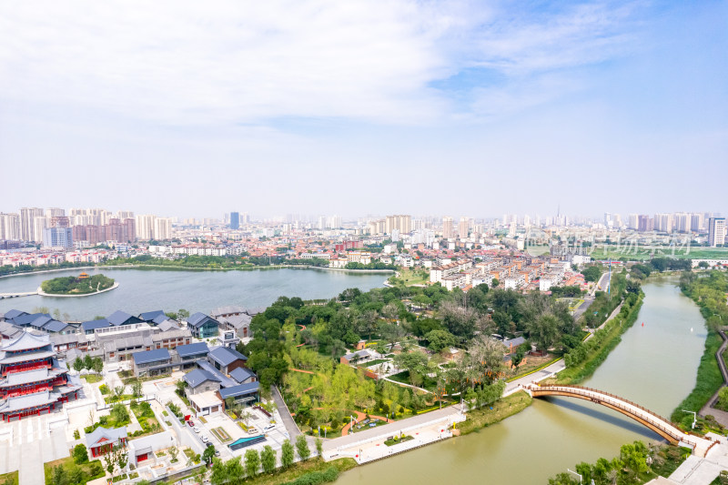 航拍河北沧州城市大景