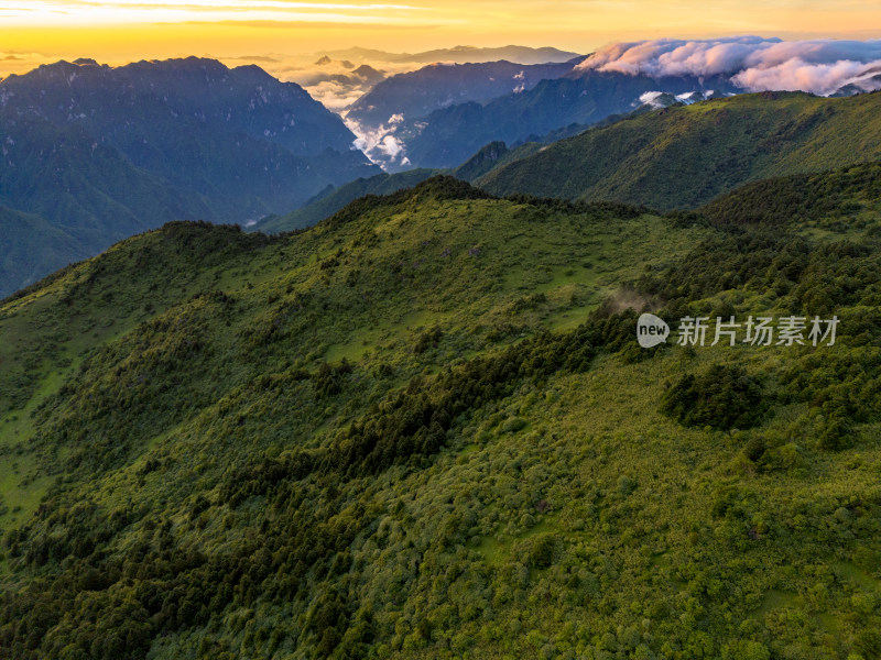 湖北神农架云海日落晚霞航拍摄影图