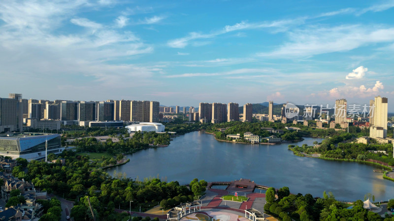 航拍江西萍乡玉湖湿地公园