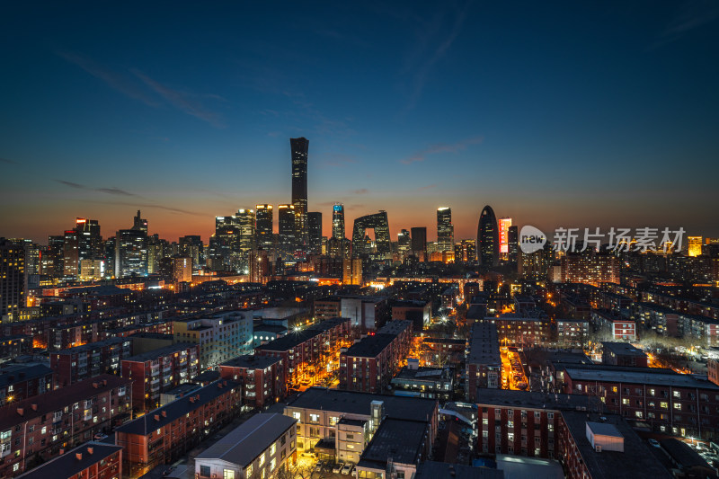 北京夜景 中国尊国贸建筑群 城市风光