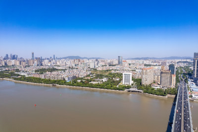 广州琶洲大桥珠江风光航拍摄影图