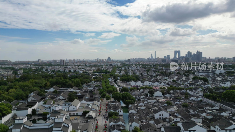 航拍江苏苏州园林5A景区