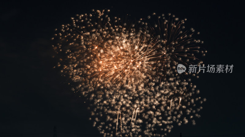 绚烂烟花在夜空中绽放的震撼景象