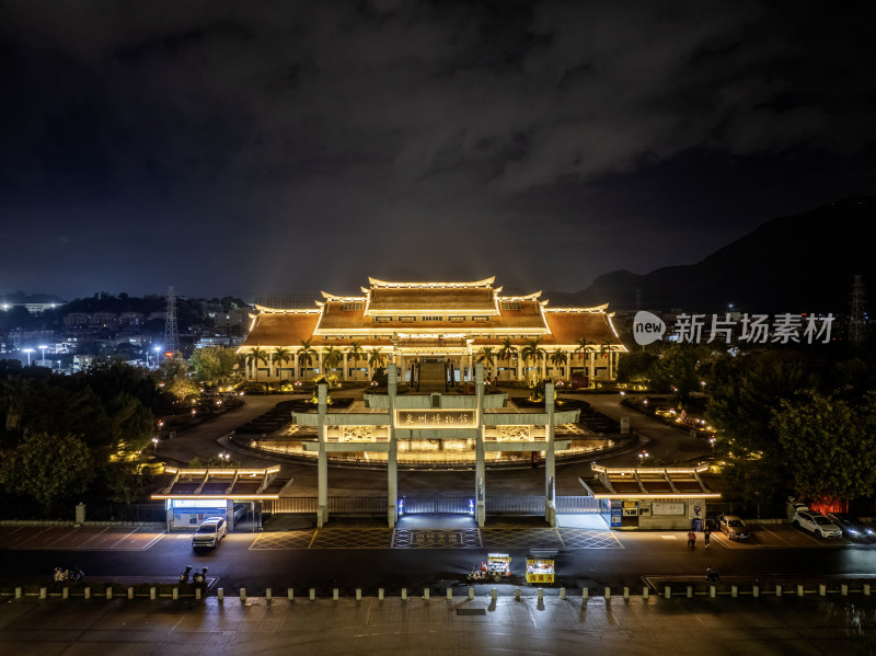 福建泉州博物馆建筑夜景夜晚航拍