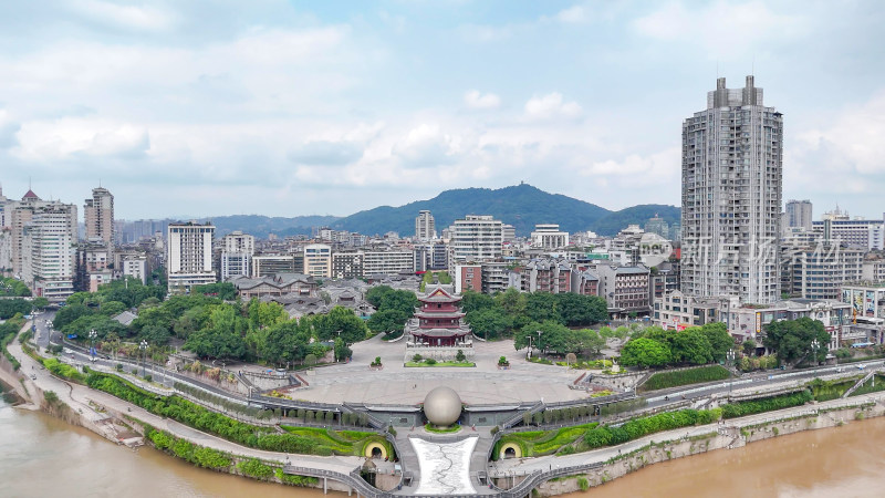 航拍四川宜宾合江门广场摄影图