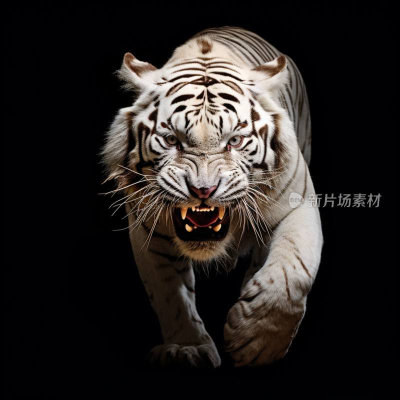 snarling white tiger，咆哮的白虎