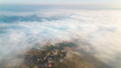 航拍山川清晨云海云雾风景