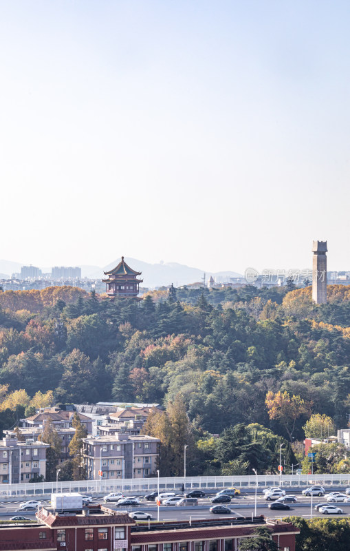 南京雨花台城市山林景观全景