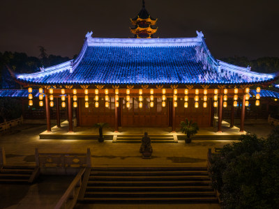 航拍苏州盘门景区中秋灯会夜景