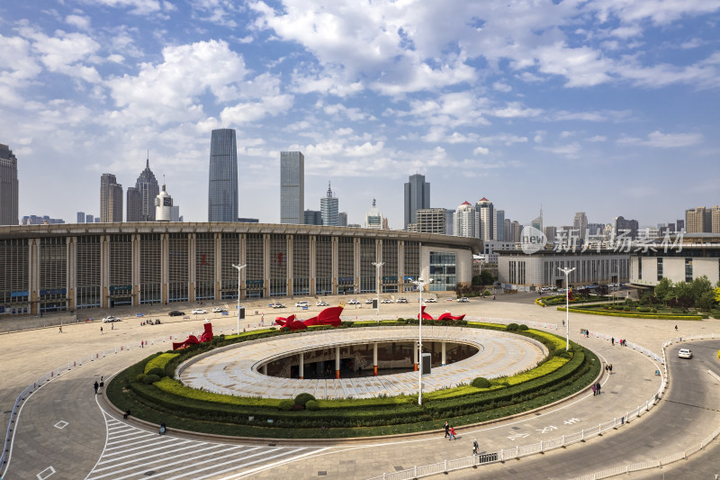 天津站广场津湾金融中心城市天际线航拍