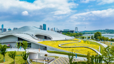 湖北武汉琴台美术馆航拍