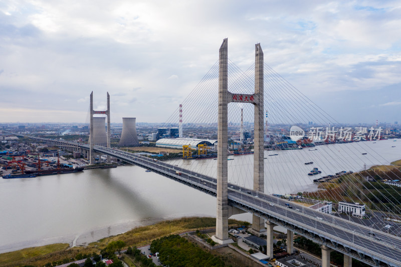 上海浦江闵浦大桥航拍建筑风光