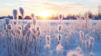 大雪过后被积雪覆盖的山林与小路