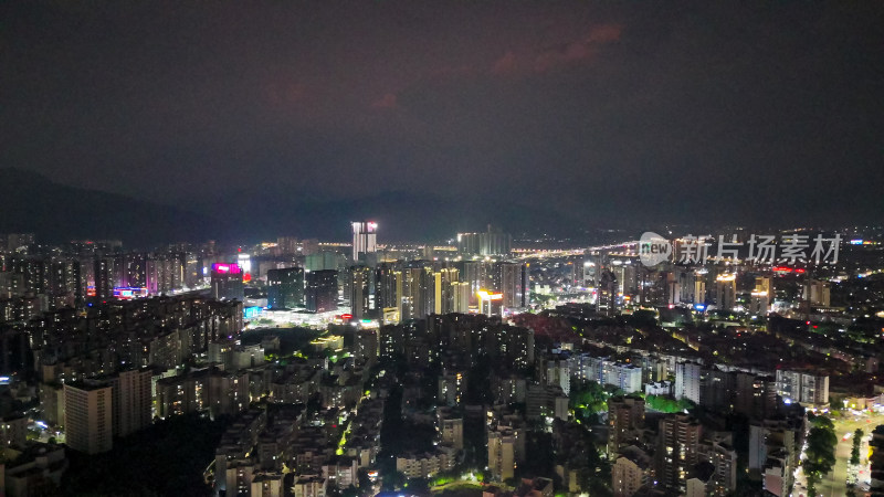 肇庆城市夜景大景航拍图