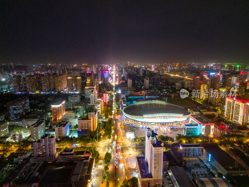 河北石家庄城市夜景灯光航拍摄影图