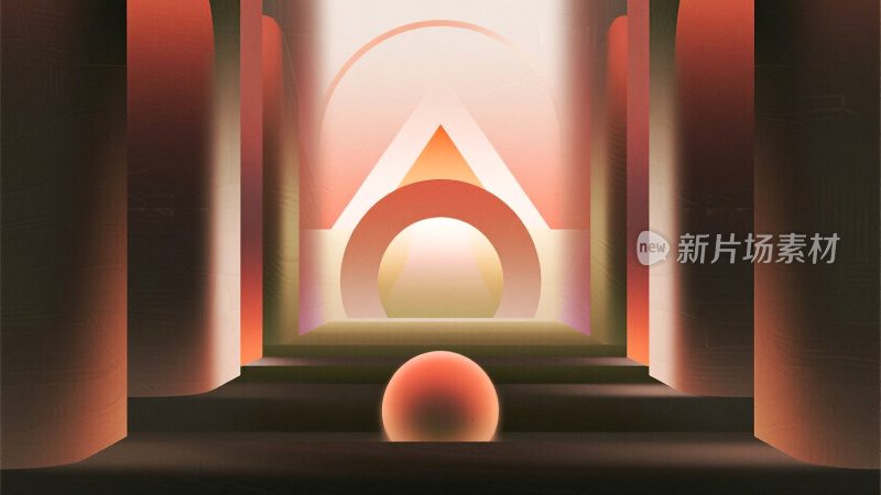 抽象几何图形构成的室内场景