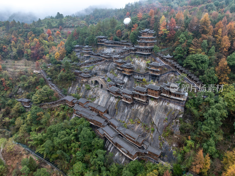 江西上饶网红景点望仙谷仙境云雾缭绕航拍