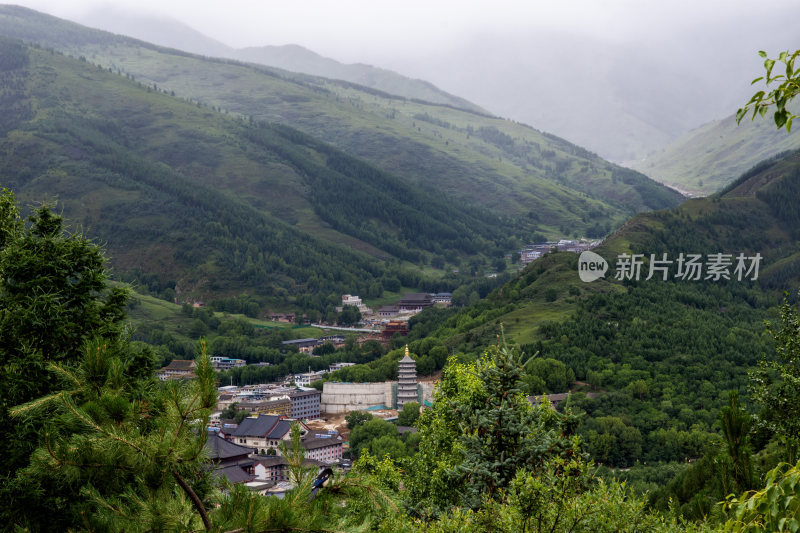 五台山台怀镇鸟瞰风景