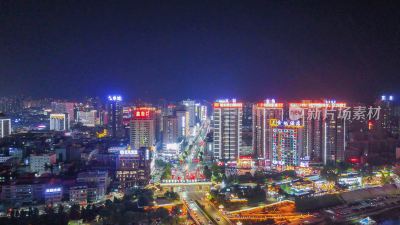 陕西安康夜景安康大桥路夜景航拍