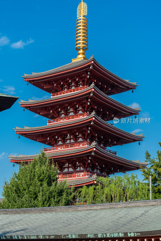 日本东京浅草寺五重塔建筑风光