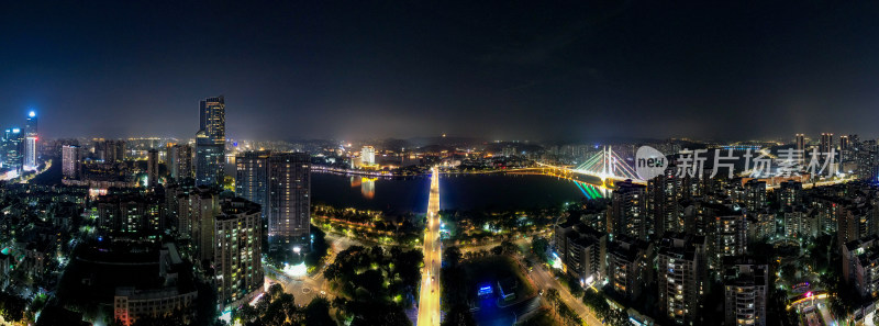 广东惠州城市夜景灯光航拍全景图