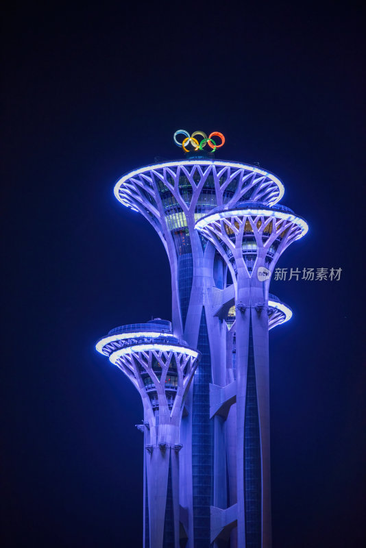 北京奥林匹克塔灯光秀夜景