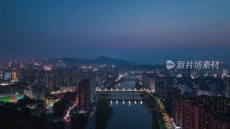 四川达州夜景达州大景航拍