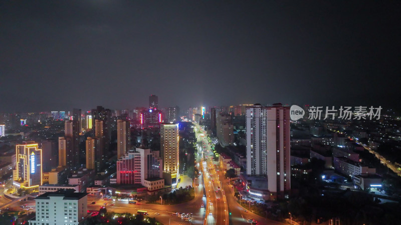 青海西宁夜景西宁建设航拍