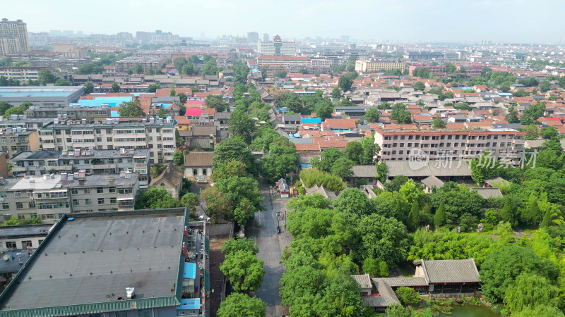 航拍山东潍坊青州古城偶园