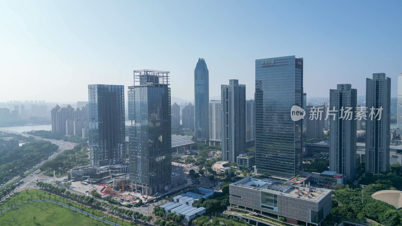 航拍惠州城市地标高楼惠州大景