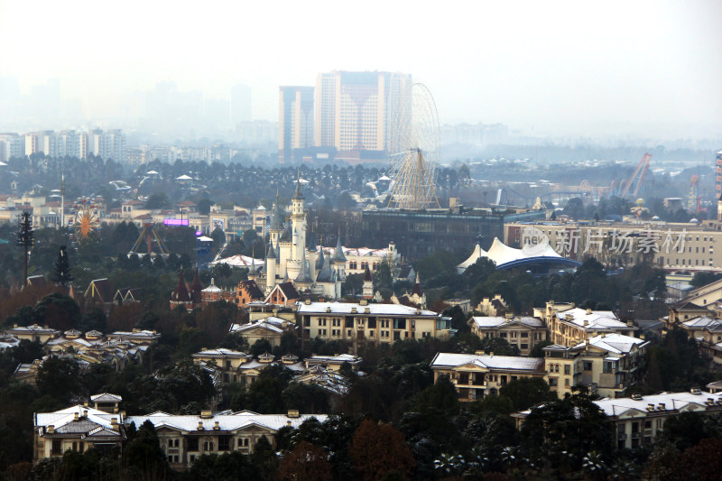 中国四川省成都市温江区下雪的场景