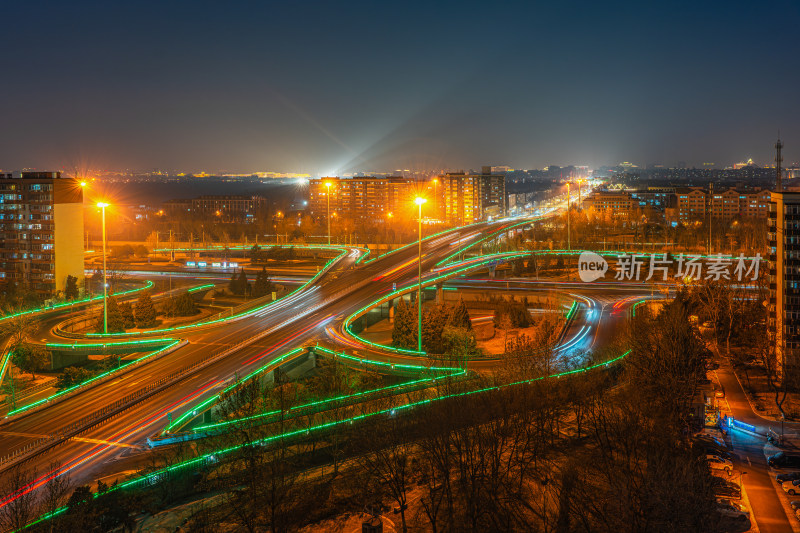 北京玉蜓桥城市车流夜晚公路