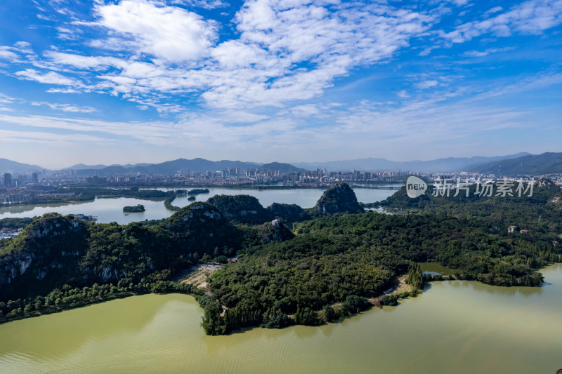 广东肇庆星湖景区全景航拍摄影图