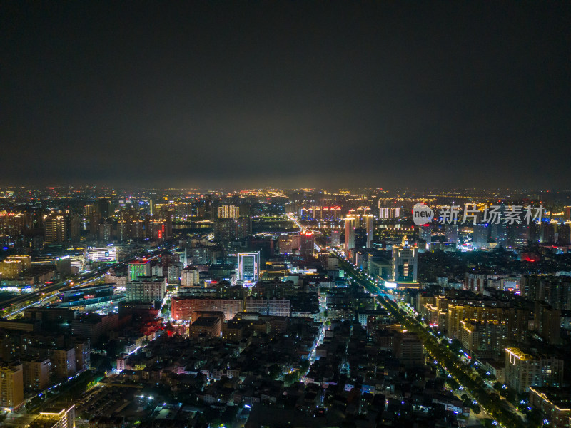 福建泉州城市大景夜景航拍图