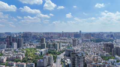 航拍四川自贡建设自贡城市风光