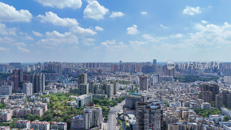 航拍四川自贡建设自贡城市风光