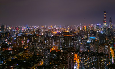 航拍上海魔都夜景