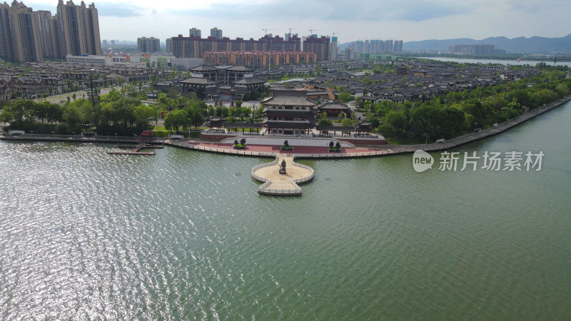 航拍湖南常德柳叶湖旅游度假区司马楼