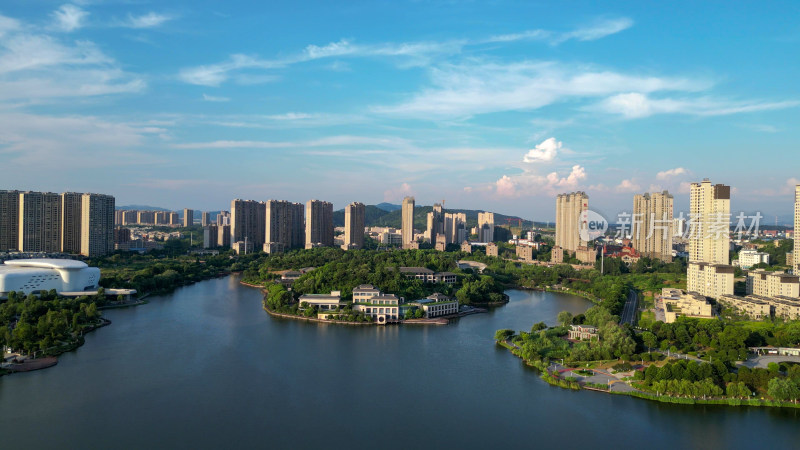 航拍江西萍乡玉湖湿地公园