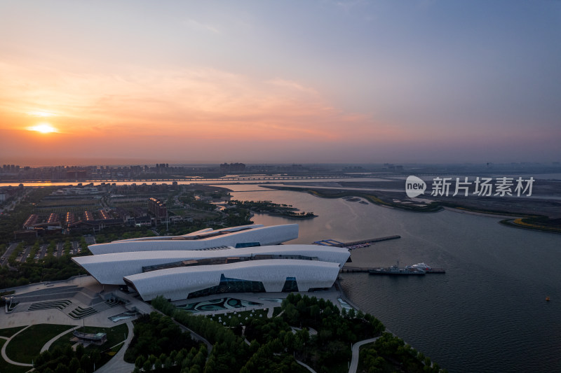 天津生态城南湾国家海洋博物馆城市风光航拍