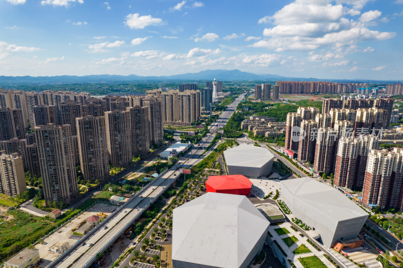 航拍衡阳蒸水城市天际线