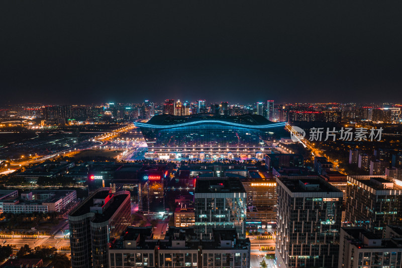 成都环球中心附近航拍夜景图