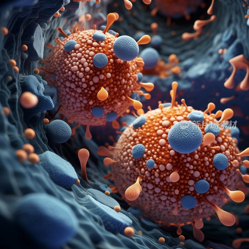 细菌病毒3D医学微观模型插画