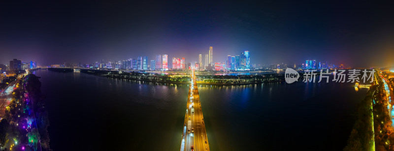 长沙夜景航拍全景图